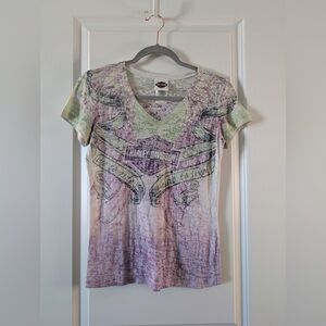 Harley-Davidson Women’s Y2K V Neck Burnout Tee Daytona Beach FL Size Small